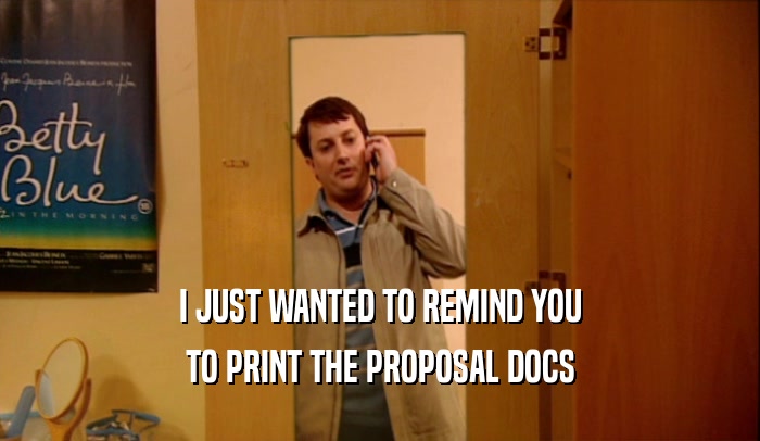 I JUST WANTED TO REMIND YOU TO PRINT THE PROPOSAL DOCS 