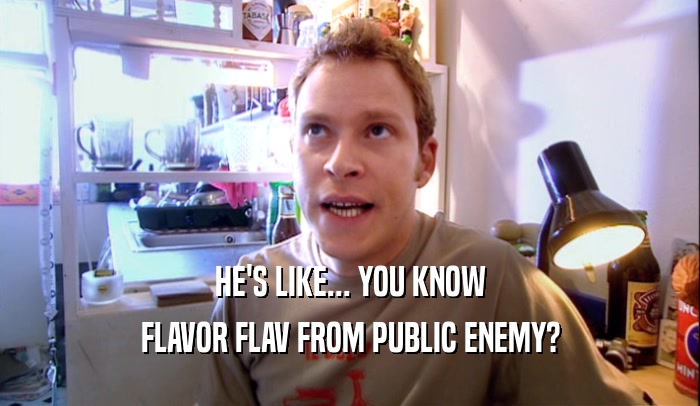 HE'S LIKE... YOU KNOW FLAVOR FLAV FROM PUBLIC ENEMY? 