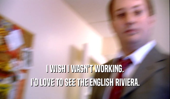 I WISH I WASN'T WORKING. I'D LOVE TO SEE THE ENGLISH RIVIERA. 