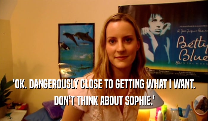 'OK. DANGEROUSLY CLOSE TO GETTING WHAT I WANT. DON'T THINK ABOUT SOPHIE.' 