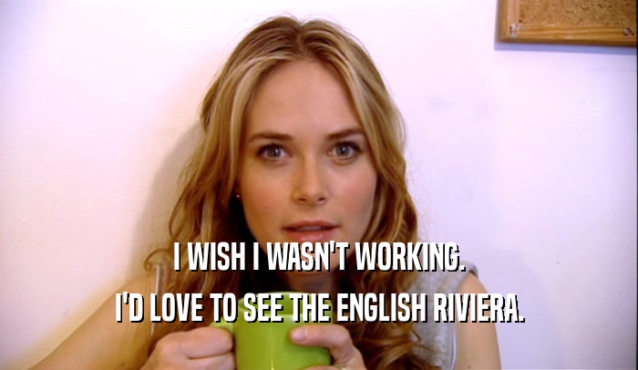 I WISH I WASN'T WORKING. I'D LOVE TO SEE THE ENGLISH RIVIERA. 