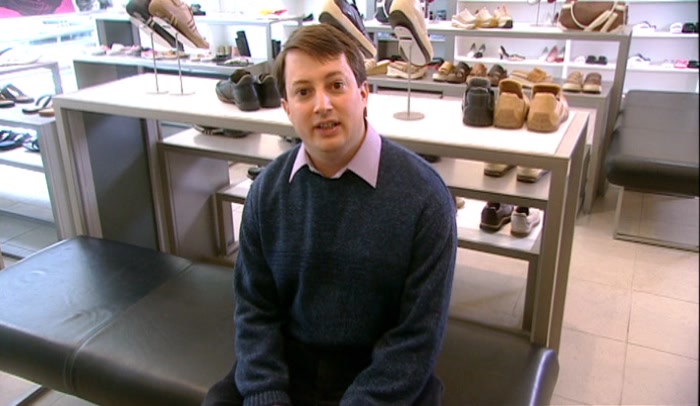 I DID THINK BROWN BROGUES, BUT I'D LOOK LIKE A SPIV. 
