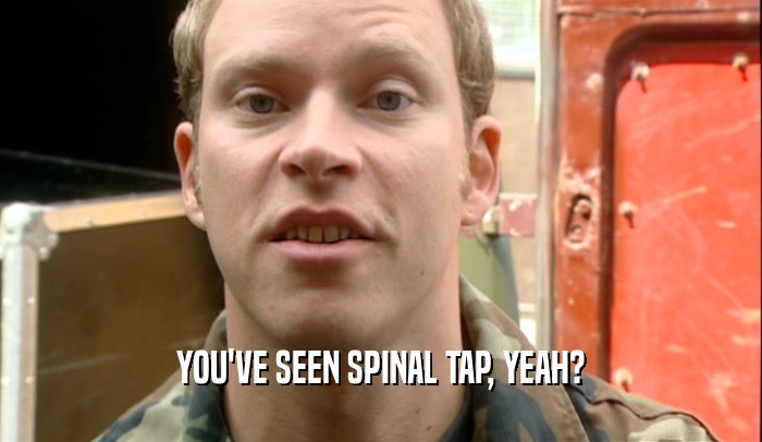 YOU'VE SEEN SPINAL TAP, YEAH?
  
