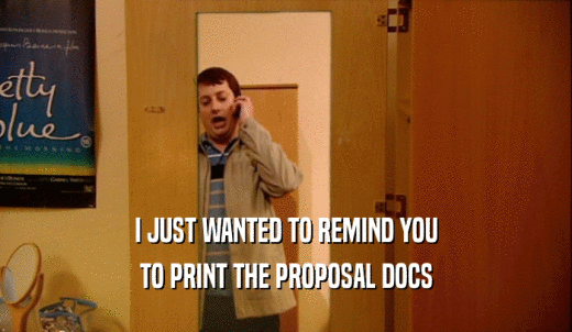 I JUST WANTED TO REMIND YOU TO PRINT THE PROPOSAL DOCS 