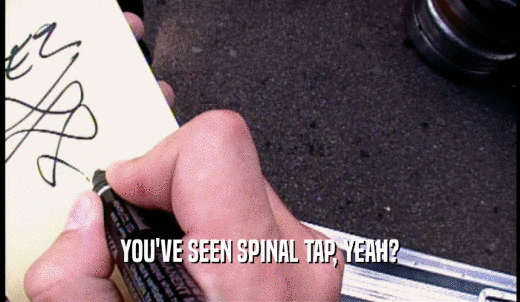 YOU'VE SEEN SPINAL TAP, YEAH?  