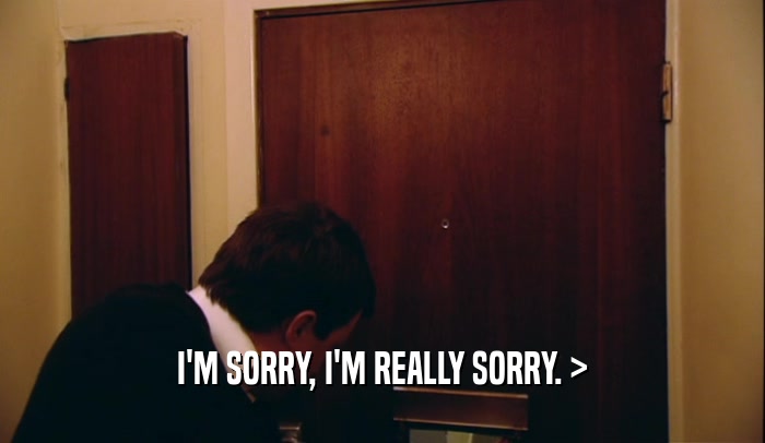 I'M SORRY, I'M REALLY SORRY. >  