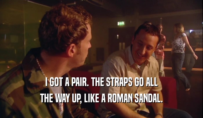 I GOT A PAIR. THE STRAPS GO ALL THE WAY UP, LIKE A ROMAN SANDAL. 