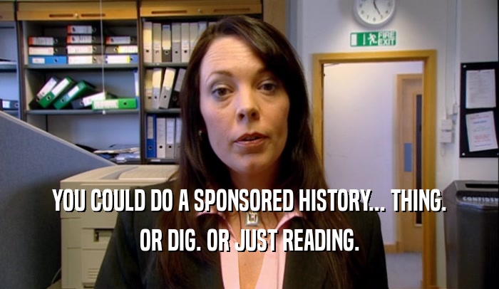 YOU COULD DO A SPONSORED HISTORY... THING. OR DIG. OR JUST READING. 