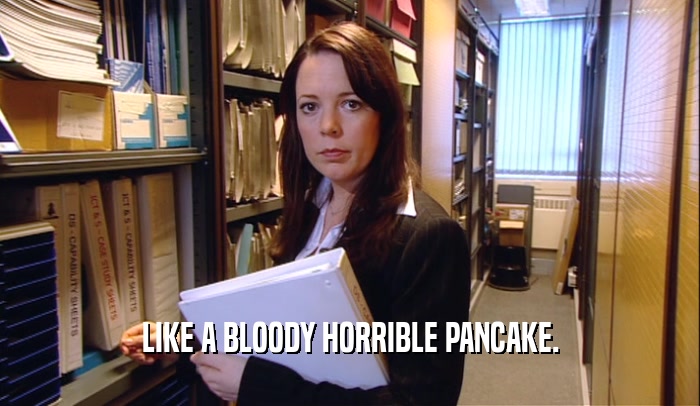 LIKE A BLOODY HORRIBLE PANCAKE.  