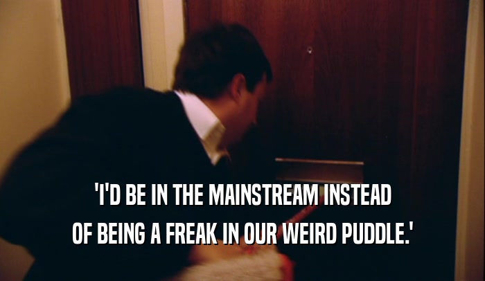 'I'D BE IN THE MAINSTREAM INSTEAD OF BEING A FREAK IN OUR WEIRD PUDDLE.' 