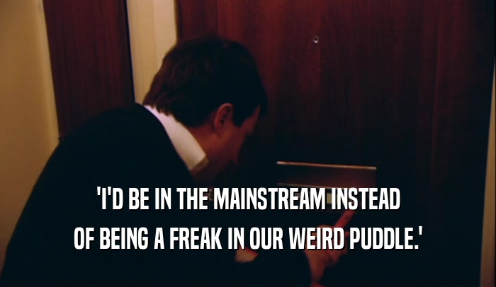 'I'D BE IN THE MAINSTREAM INSTEAD OF BEING A FREAK IN OUR WEIRD PUDDLE.' 