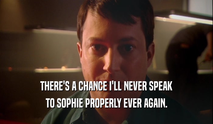 THERE'S A CHANCE I'LL NEVER SPEAK TO SOPHIE PROPERLY EVER AGAIN. 