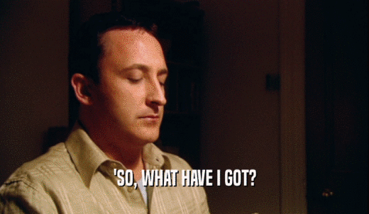 'SO, WHAT HAVE I GOT?  