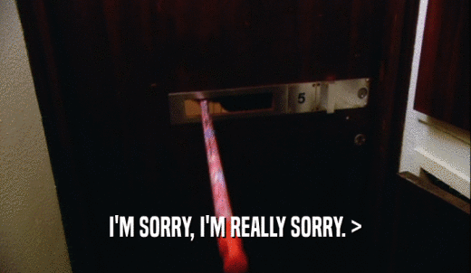 I'M SORRY, I'M REALLY SORRY. >  