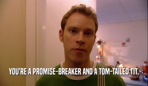YOU'RE A PROMISE-BREAKER AND A TOM-TAILED TIT.  