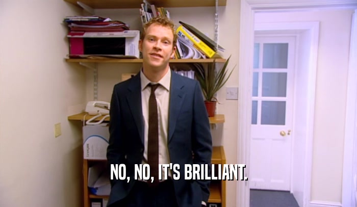 NO, NO, IT'S BRILLIANT.  