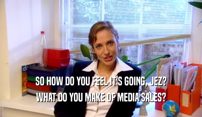 SO HOW DO YOU FEEL IT'S GOING, JEZ? WHAT DO YOU MAKE OF MEDIA SALES? 