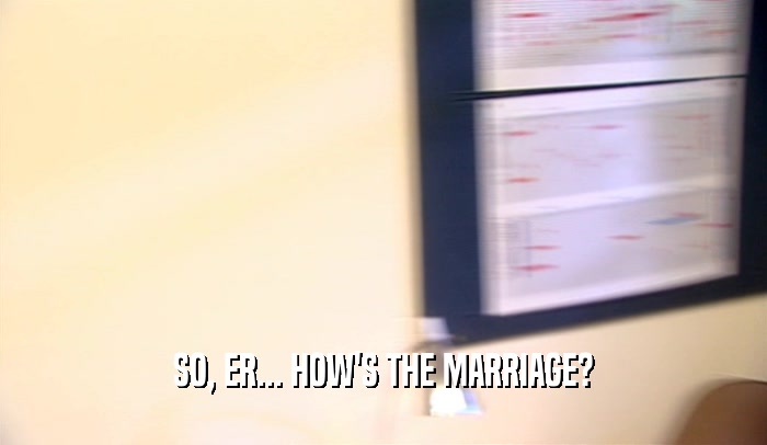SO, ER... HOW'S THE MARRIAGE?  