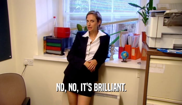 NO, NO, IT'S BRILLIANT.  