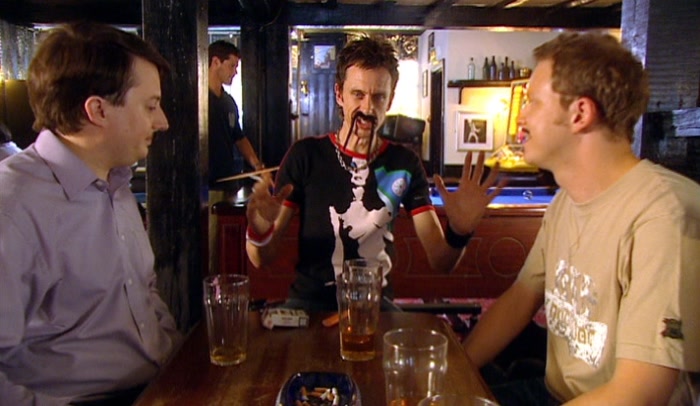 NO DANGER, MY FRIEND, NO DANGER! JUST A LOAD OF OLD MATES IN THE BOOZER LOVING IT! 