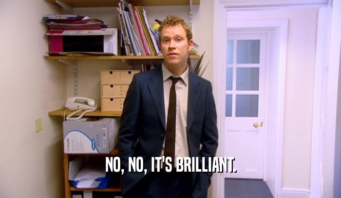 NO, NO, IT'S BRILLIANT.  