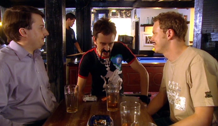 NO DANGER, MY FRIEND, NO DANGER! JUST A LOAD OF OLD MATES IN THE BOOZER LOVING IT! 