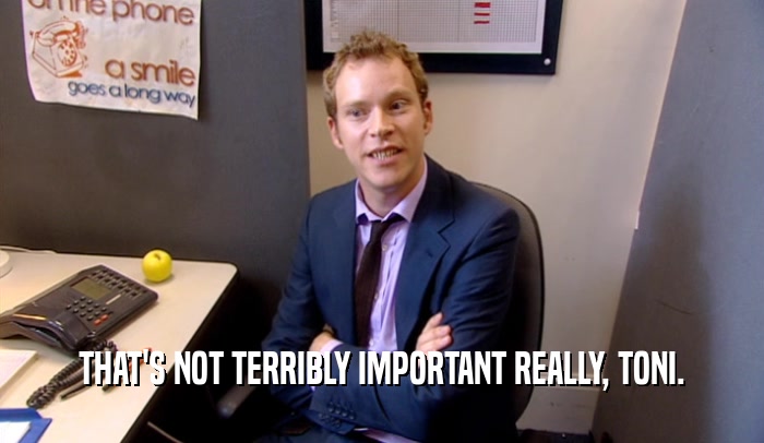 THAT'S NOT TERRIBLY IMPORTANT REALLY, TONI.  