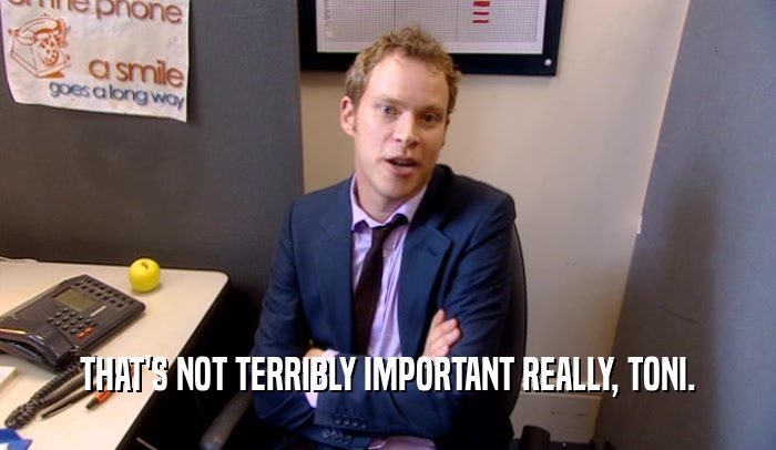 THAT'S NOT TERRIBLY IMPORTANT REALLY, TONI.  