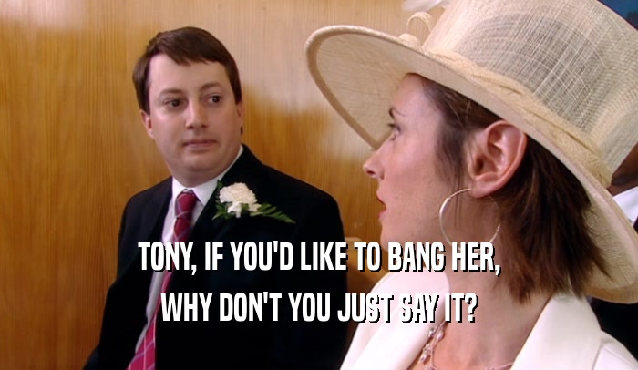 TONY, IF YOU'D LIKE TO BANG HER, WHY DON'T YOU JUST SAY IT? 