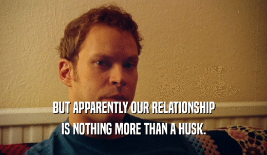 BUT APPARENTLY OUR RELATIONSHIP IS NOTHING MORE THAN A HUSK. 