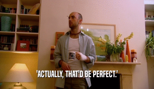'ACTUALLY, THAT'D BE PERFECT.'  