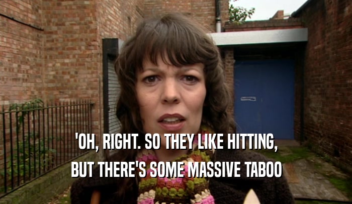 'OH, RIGHT. SO THEY LIKE HITTING, BUT THERE'S SOME MASSIVE TABOO 