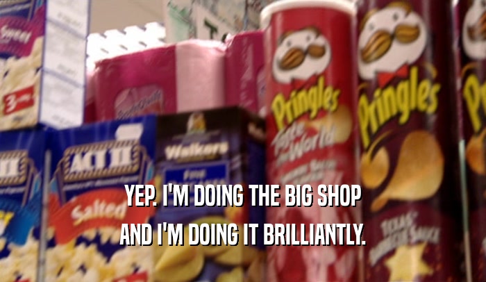 YEP. I'M DOING THE BIG SHOP AND I'M DOING IT BRILLIANTLY. 