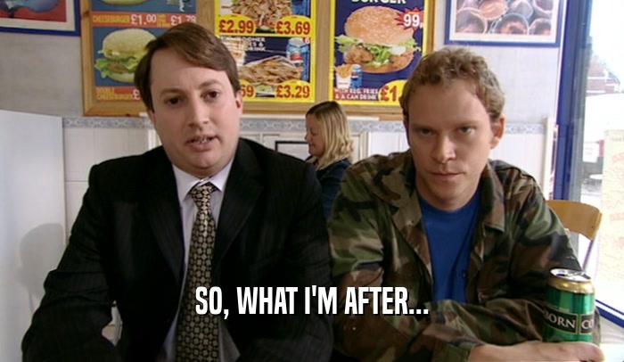 SO, WHAT I'M AFTER...  