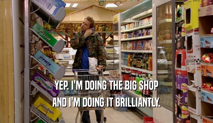 YEP. I'M DOING THE BIG SHOP AND I'M DOING IT BRILLIANTLY. 