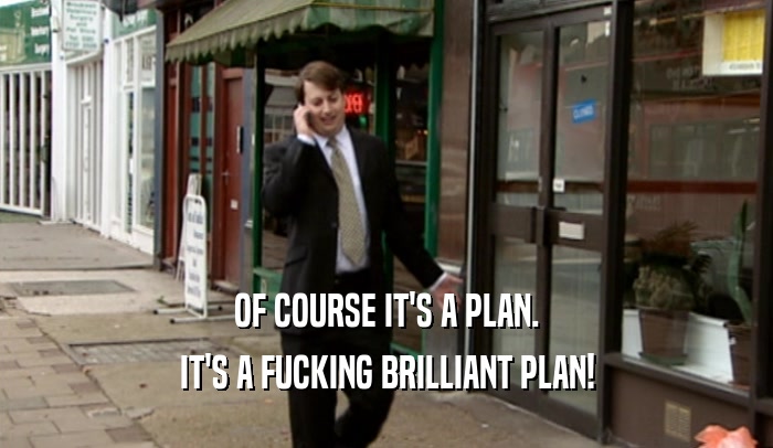 OF COURSE IT'S A PLAN. IT'S A FUCKING BRILLIANT PLAN! 