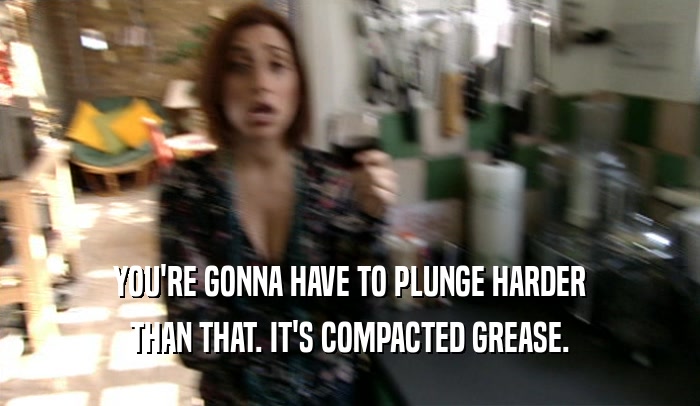 YOU'RE GONNA HAVE TO PLUNGE HARDER THAN THAT. IT'S COMPACTED GREASE. 
