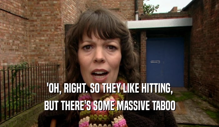 'OH, RIGHT. SO THEY LIKE HITTING, BUT THERE'S SOME MASSIVE TABOO 