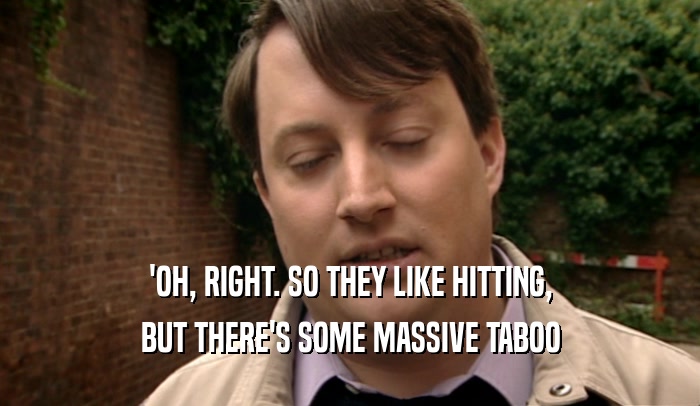'OH, RIGHT. SO THEY LIKE HITTING, BUT THERE'S SOME MASSIVE TABOO 