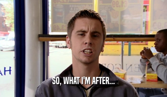 SO, WHAT I'M AFTER...  