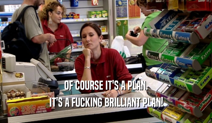 OF COURSE IT'S A PLAN. IT'S A FUCKING BRILLIANT PLAN! 