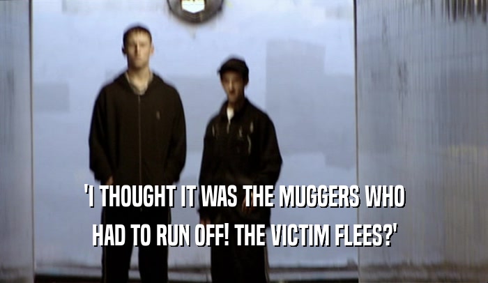 'I THOUGHT IT WAS THE MUGGERS WHO HAD TO RUN OFF! THE VICTIM FLEES?' 