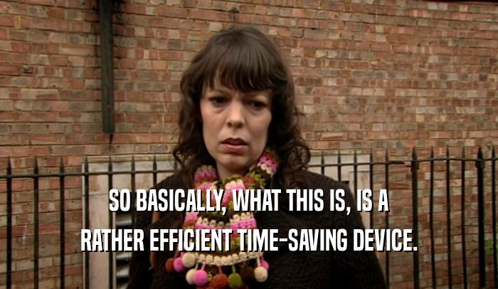 SO BASICALLY, WHAT THIS IS, IS A RATHER EFFICIENT TIME-SAVING DEVICE. 