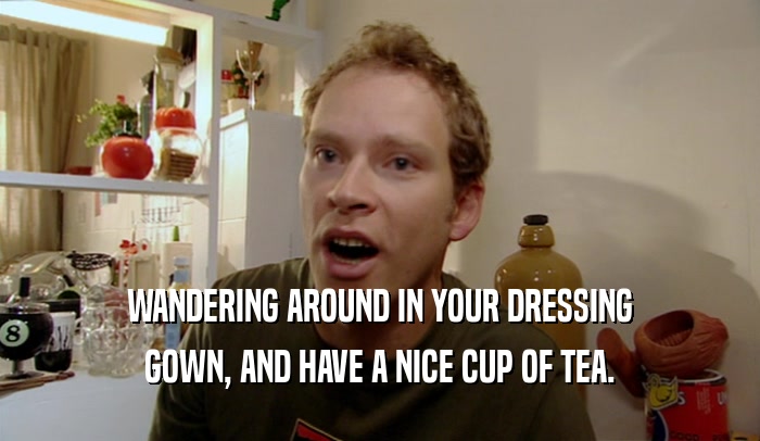WANDERING AROUND IN YOUR DRESSING GOWN, AND HAVE A NICE CUP OF TEA. 