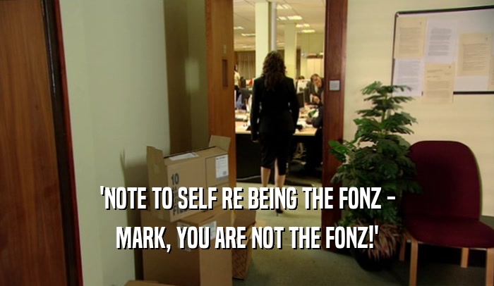 'NOTE TO SELF RE BEING THE FONZ - MARK, YOU ARE NOT THE FONZ!' 