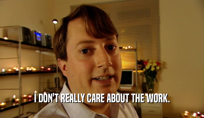 I DON'T REALLY CARE ABOUT THE WORK.  