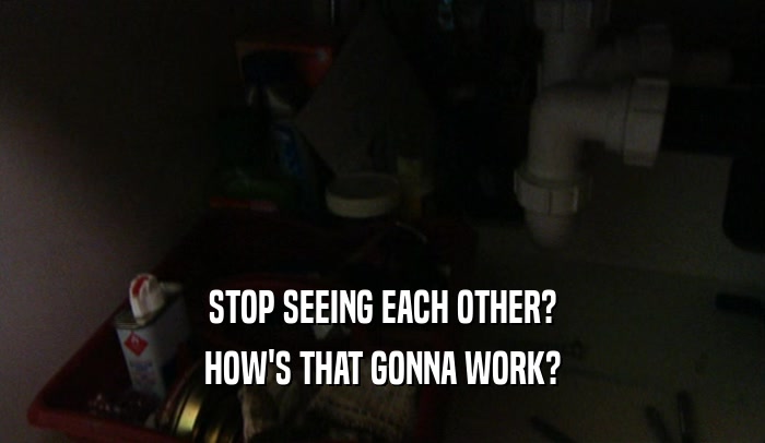 STOP SEEING EACH OTHER? HOW'S THAT GONNA WORK? 