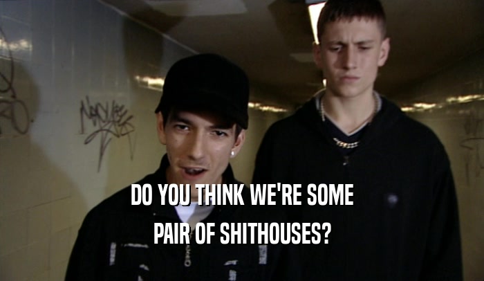 DO YOU THINK WE'RE SOME PAIR OF SHITHOUSES? 