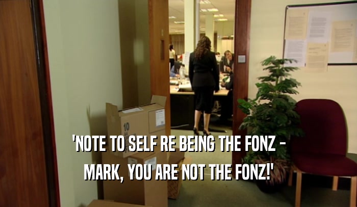 'NOTE TO SELF RE BEING THE FONZ - MARK, YOU ARE NOT THE FONZ!' 