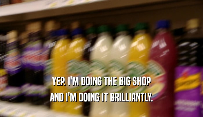 YEP. I'M DOING THE BIG SHOP AND I'M DOING IT BRILLIANTLY. 
